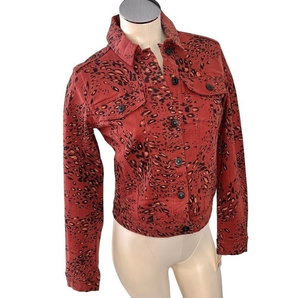 NWT ELLA MOSS Cheetah Sable Swirl Denim Jacket Women's Size S - Picture 4 of 16